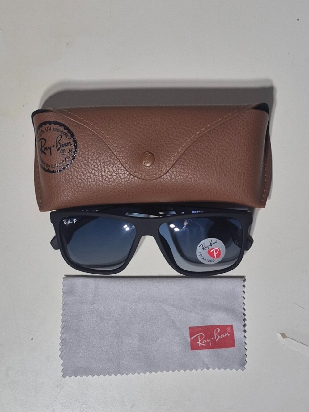 Ray-Ban Polarized Sunglasses Black Frame Blue Lenses